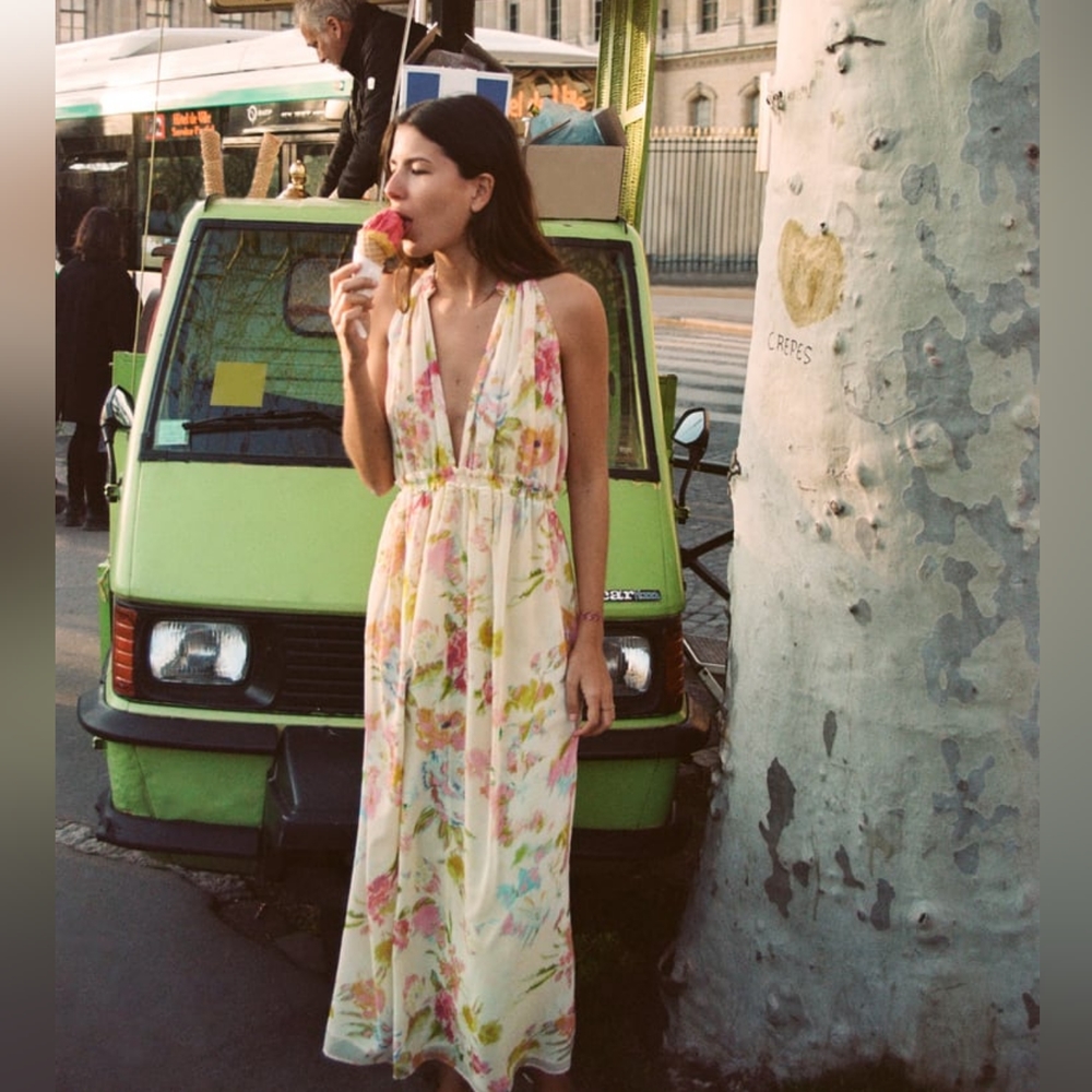 Zara Long Floral Print Dress